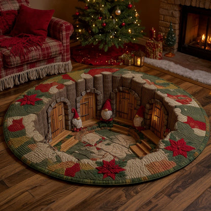 Gnome Hollow Tree Den Round Rug - H559