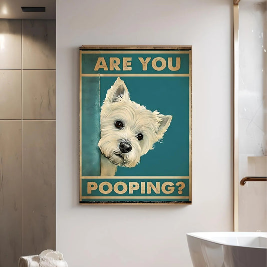 Vintage Dog Metal Sign – Funny"Are You Pooping?" Wall Decor - BW015