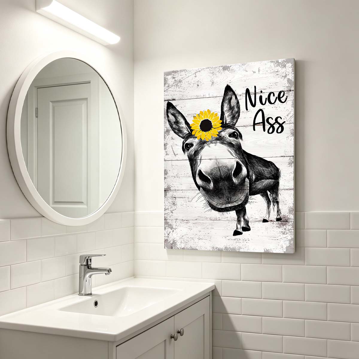 Vintage Donkey Sunflower Humor Gallery Wrapped Canvas Prints - VP019