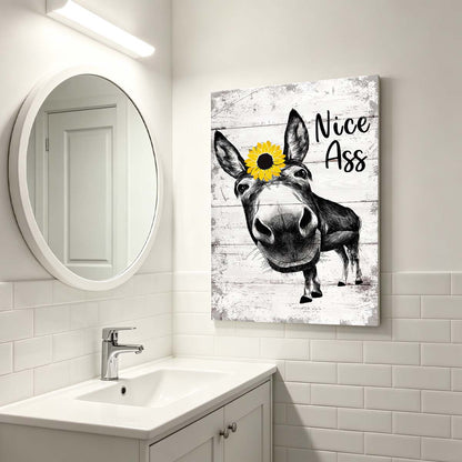 Vintage Donkey Sunflower Humor Gallery Wrapped Canvas Prints - VP019
