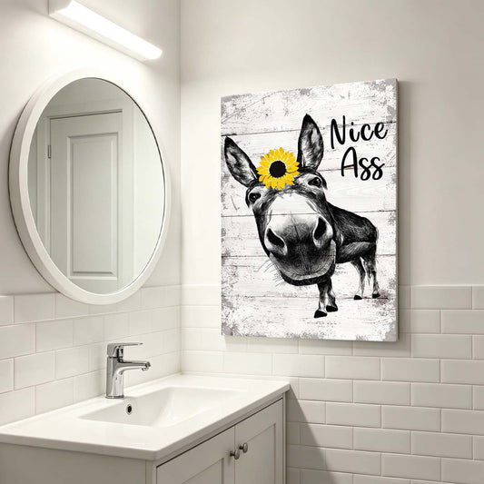 Vintage Donkey Sunflower Humor Gallery Wrapped Canvas Prints - VP019