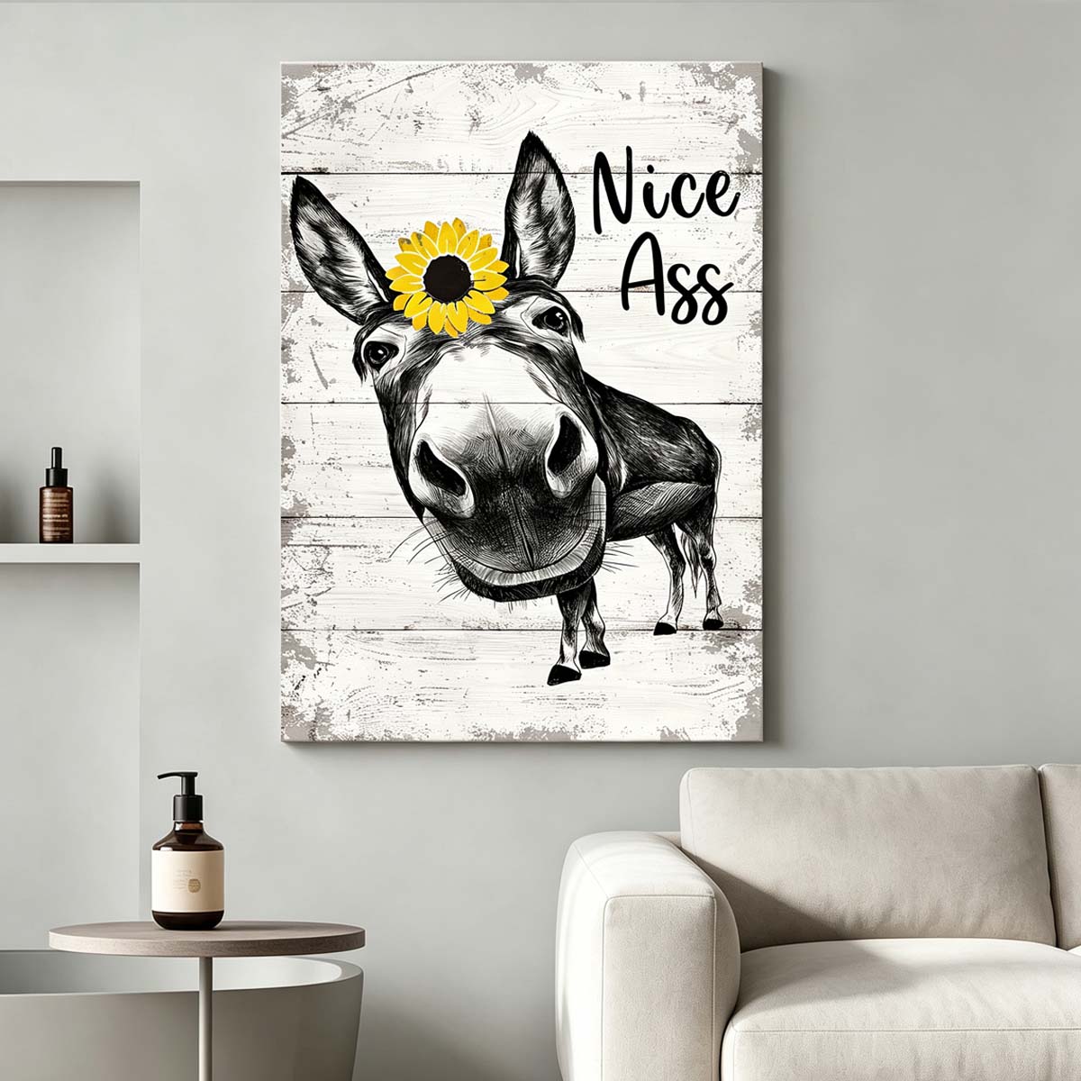 Vintage Donkey Sunflower Humor Gallery Wrapped Canvas Prints - VP019