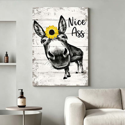 Vintage Donkey Sunflower Humor Gallery Wrapped Canvas Prints - VP019