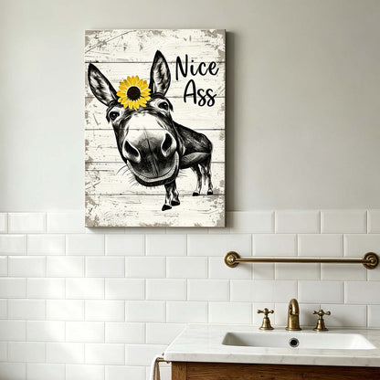 Vintage Donkey Sunflower Humor Gallery Wrapped Canvas Prints - VP019