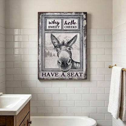 Vintage Donkey Humor Gallery Wrapped Canvas Prints - Have A Seat - VP020