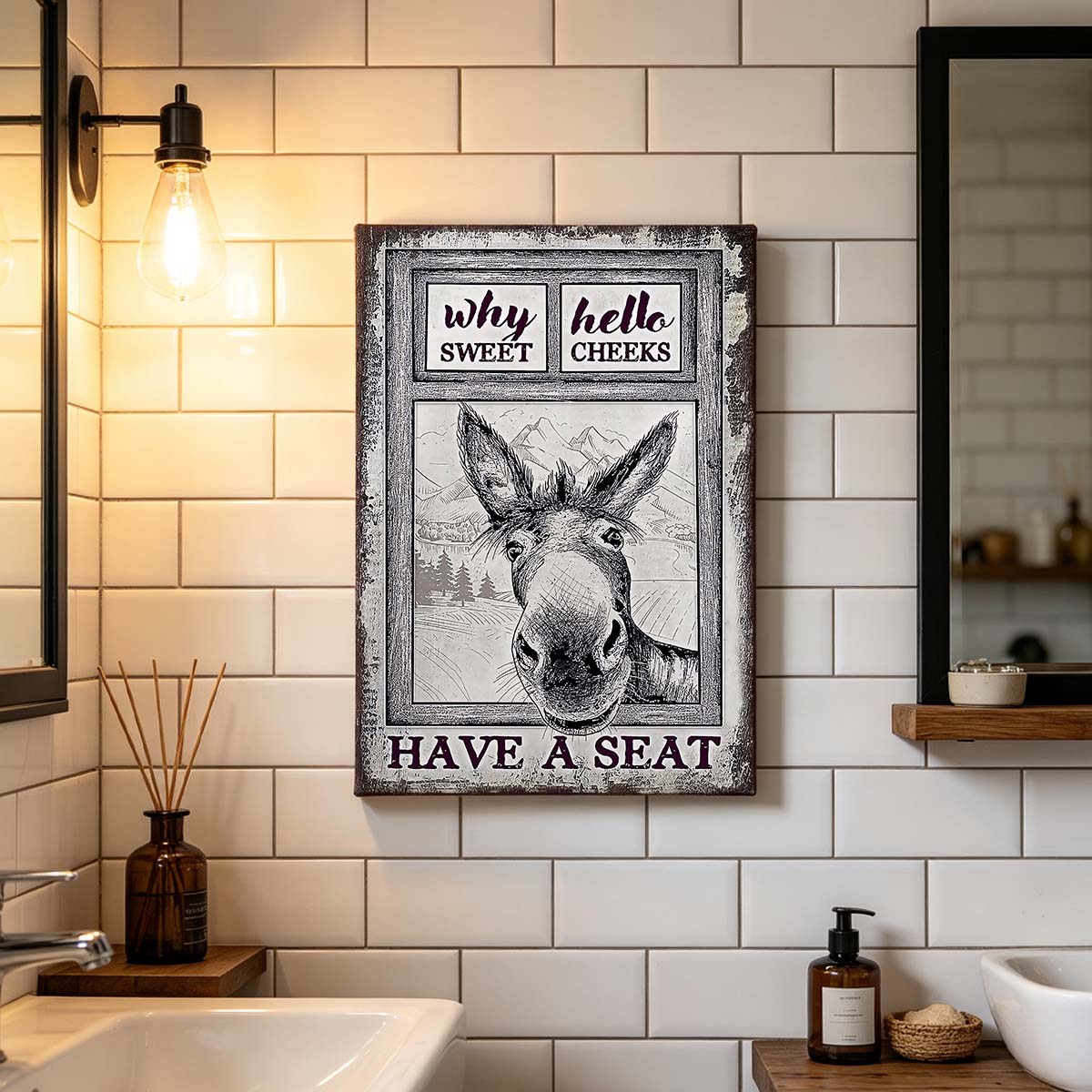 Vintage Donkey Humor Gallery Wrapped Canvas Prints - Have A Seat - VP020