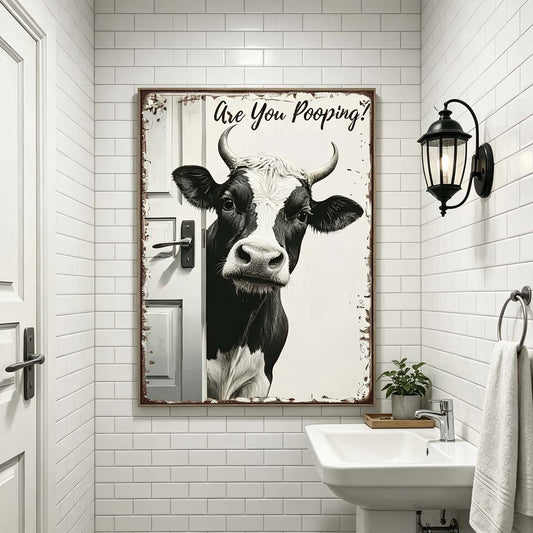 Vintage Humor Gallery Wrapped Canvas Prints - Funny "Are You Pooping?" Wall Decor - VP017
