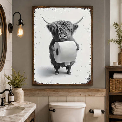 Vintage Highland Cow Humor Gallery Wrapped Canvas Prints - VP018
