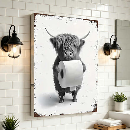 Vintage Highland Cow Humor Gallery Wrapped Canvas Prints - VP018