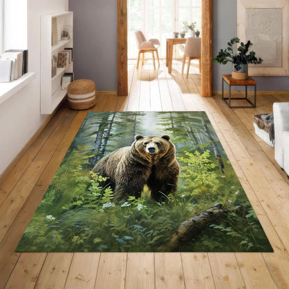 Spring Forest Grizzly Bear - 3D Illusion Area Rug - H629