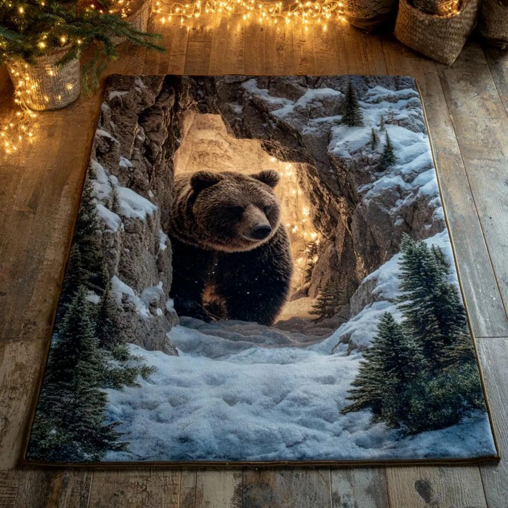 Winter Wilderness Bear - 3D Illusion Area Rug  - H632