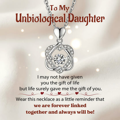 For Unbiological Daughter - We Are Forever Linked Together Love Knot Necklace - S925 Silver