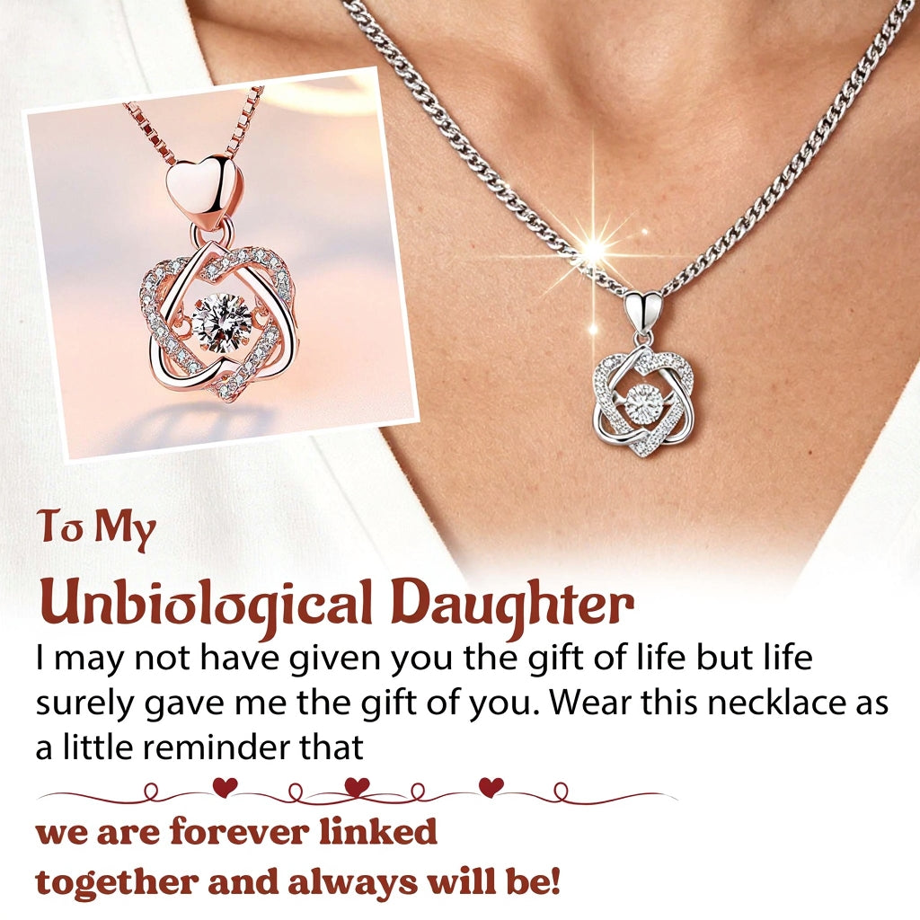 For Unbiological Daughter - We Are Forever Linked Together Love Knot Necklace - S925 Silver