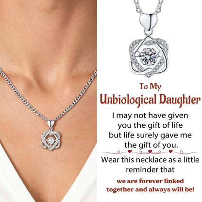 For Unbiological Daughter - We Are Forever Linked Together Love Knot Necklace - S925 Silver