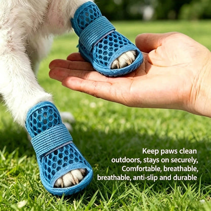 Breathable Mesh Dog Sandals – Anti-Slip Summer Paw Protectors - 4-Pack