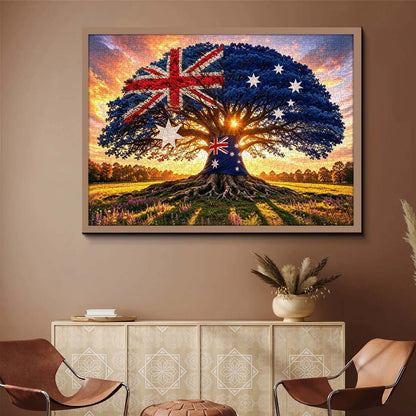 Patriotic Australian Flag Tree Jigsaw Puzzle 1000-Piece