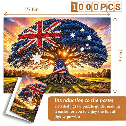 Patriotic Australian Flag Tree Jigsaw Puzzle 1000-Piece