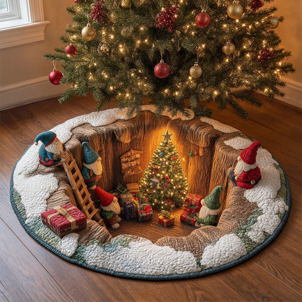 Christmas Magic Scene With Gnomes & Gifts Round Rug - H713