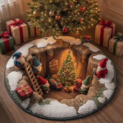Christmas Magic Scene With Gnomes & Gifts Round Rug - H713