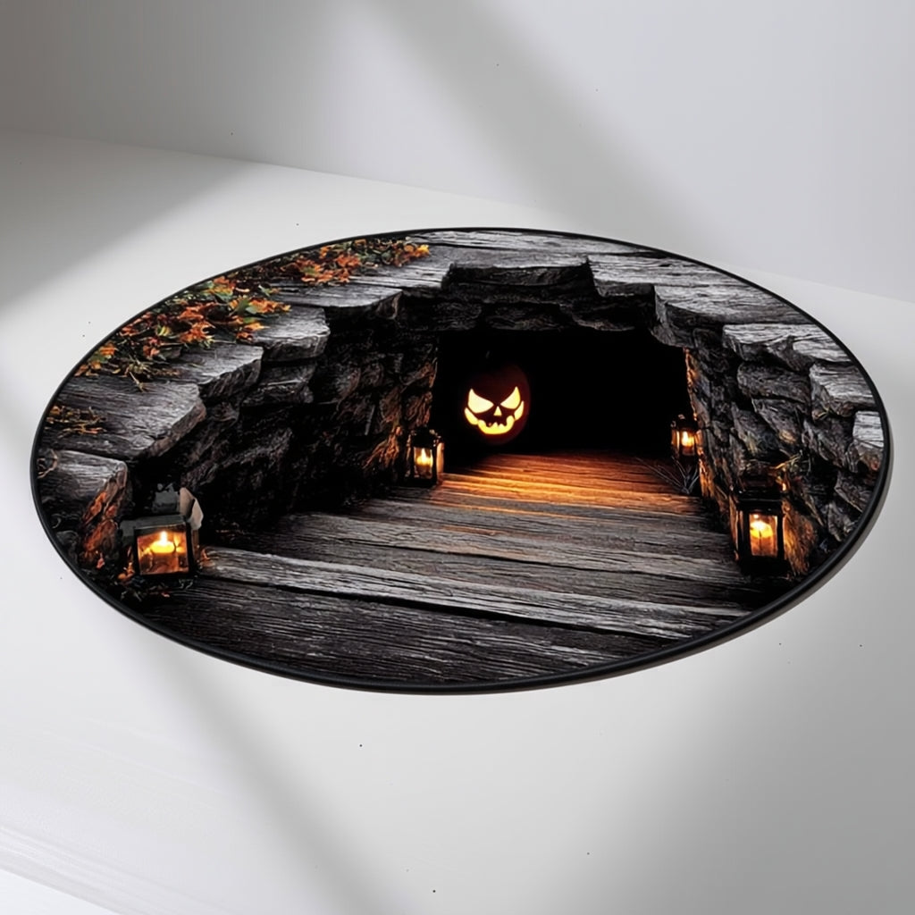 Pumpkin Portal 3D Illusion Round Rug - H736
