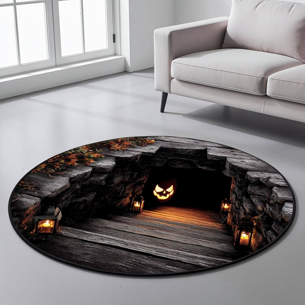 Pumpkin Portal 3D Illusion Round Rug - H736