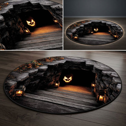 Pumpkin Portal 3D Illusion Round Rug - H736