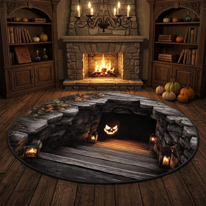 Pumpkin Portal 3D Illusion Round Rug - H736