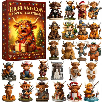 Highland Cow Advent Calendar 2026 - 3D Handmade Highland Cow Doll (24Pcs)