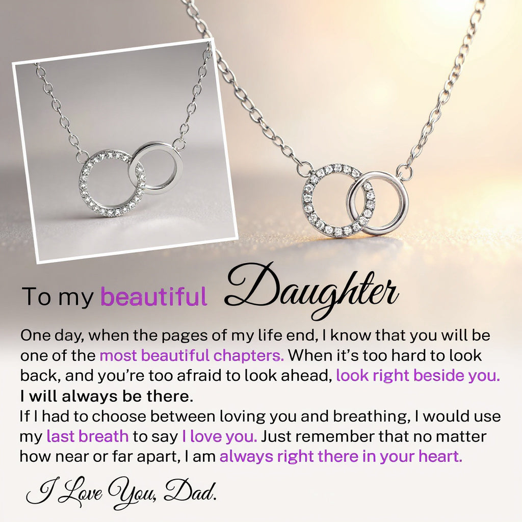 To My Beautiful Daughter - I Will Always Be There Linked Necklace