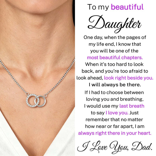 To My Beautiful Daughter - I Will Always Be There Linked Necklace