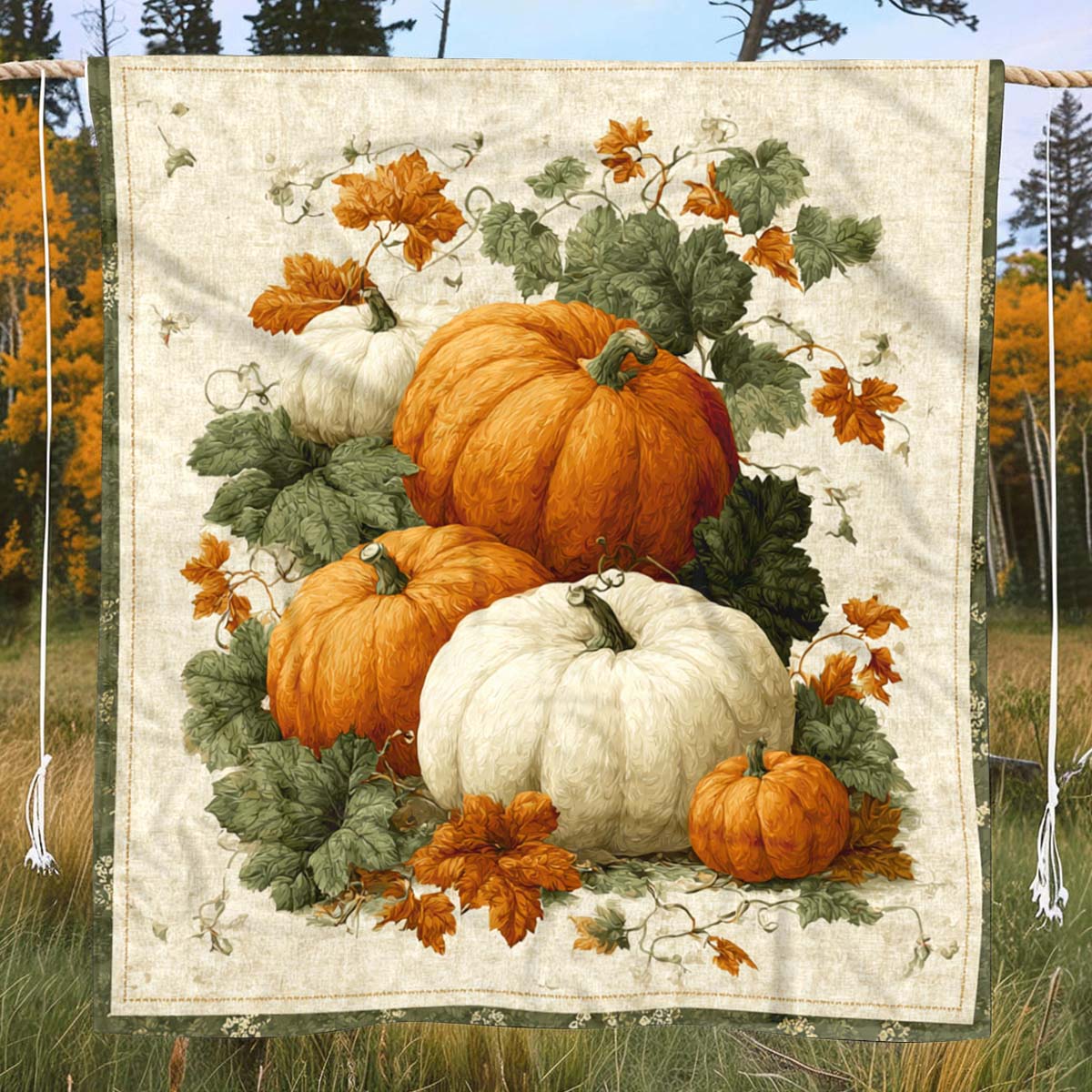 Field Pumpkin Blanket - J019 - Premium Blanket