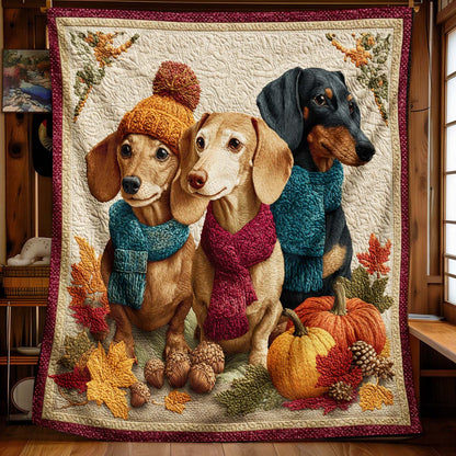 Autumn Dachshund Blanket - J072 - Premium Blanket