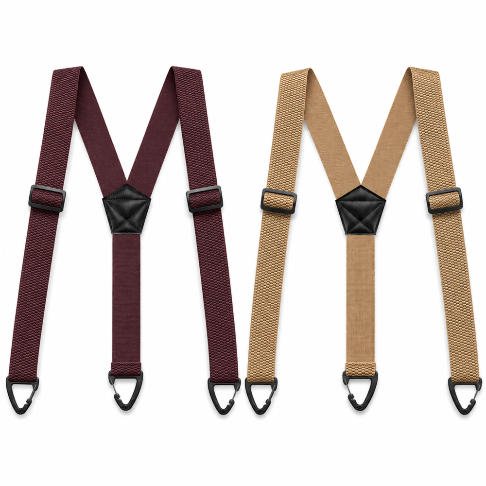 Men's Adjustable Suspenders - X-Back / Y-Back Styles with Hook Clips