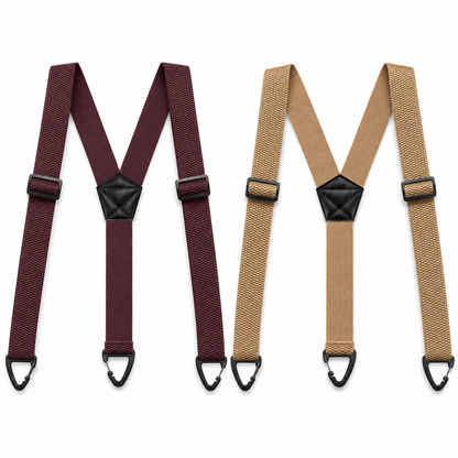 Men's Adjustable Suspenders - X-Back / Y-Back Styles with Hook Clips