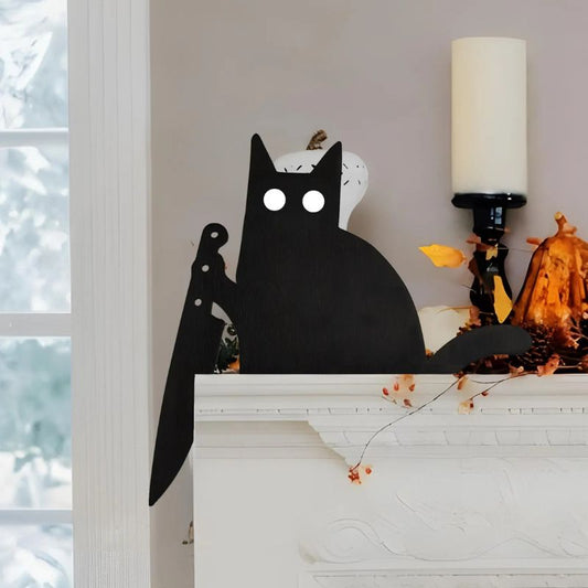 Knife & Cat Metal Door Topper DT013