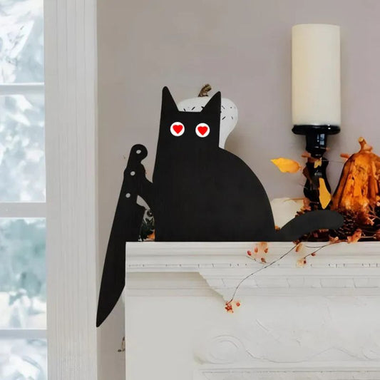 Knife & Cat Metal Door Topper DT014