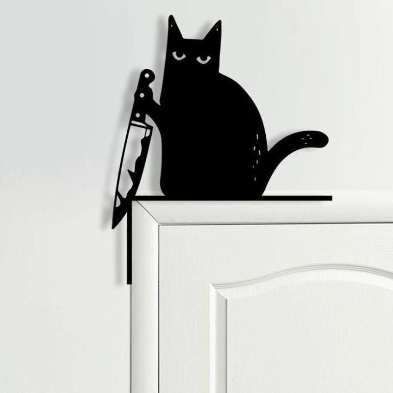Knife & Cat Metal Door Topper DT006