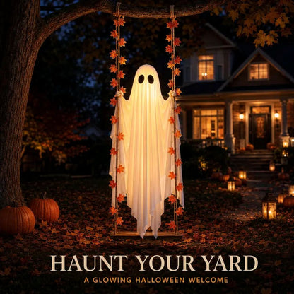 LED Light-Up Swinging Ghost Halloween Decoration