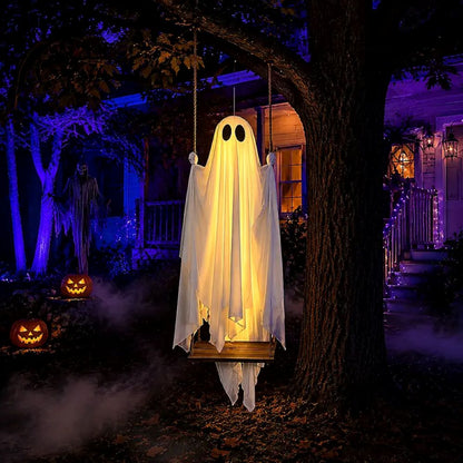 LED Light-Up Swinging Ghost Halloween Decoration
