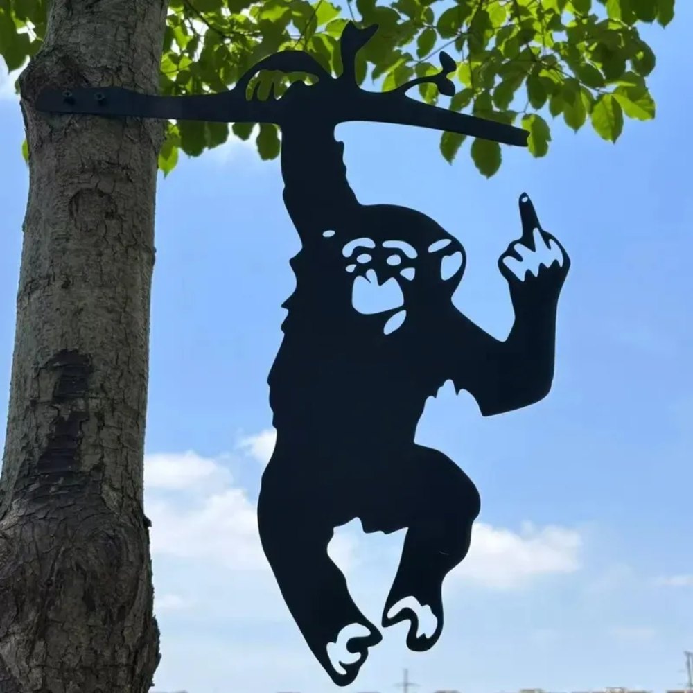Peeping Middle Finger Animal Metal Sign - Yard Art Decor