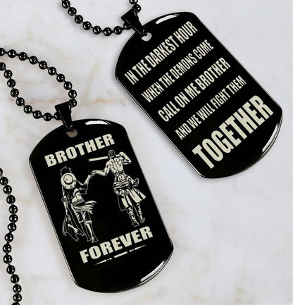 Viking Engraved Black Dog Tag - Double Sided Brother Forever Gift