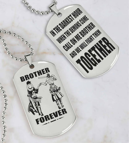 Viking Engraved Black Dog Tag - Double Sided Brother Forever Gift