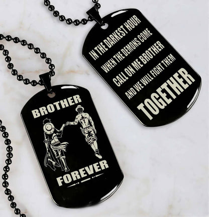 Viking Engraved Black Dog Tag - Double Sided Brother Forever Gift