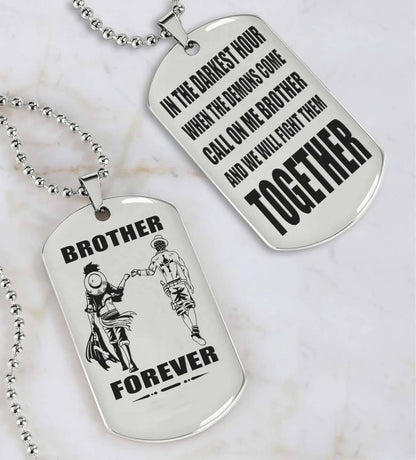 Viking Engraved Black Dog Tag - Double Sided Brother Forever Gift