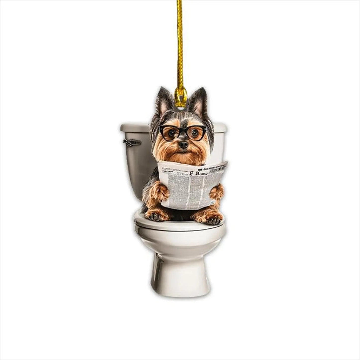 Yorkshire Terrier - Dog Sitting On Toilet Ornament  OT007