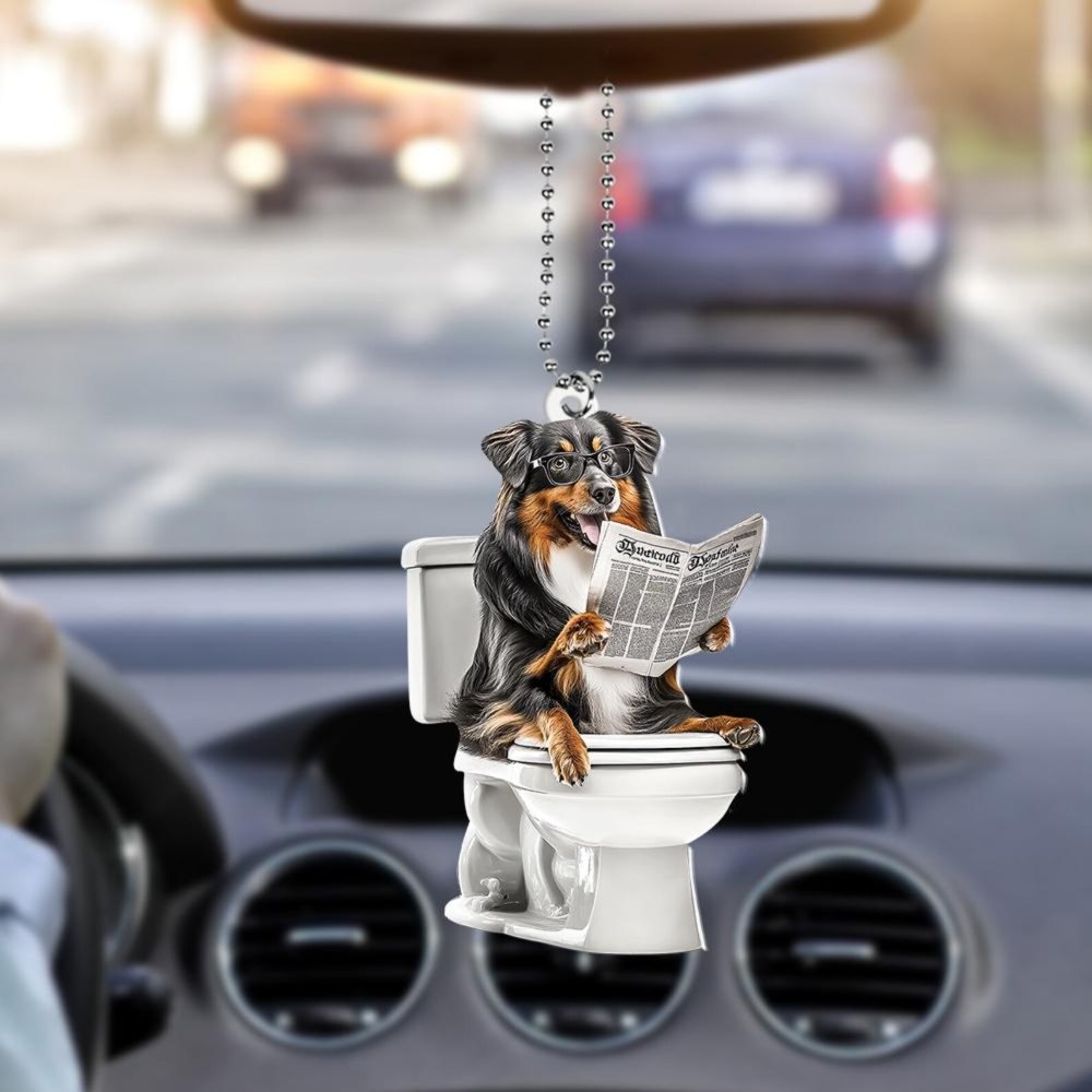 Shetland Sheepdog - Dog Sitting On Toilet Ornament  OT016