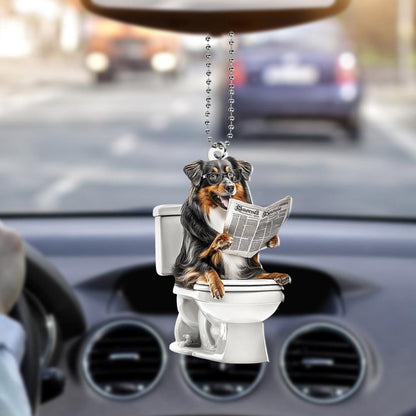 Shetland Sheepdog - Dog Sitting On Toilet Ornament  OT016