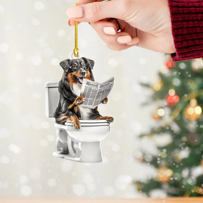 Shetland Sheepdog - Dog Sitting On Toilet Ornament  OT016