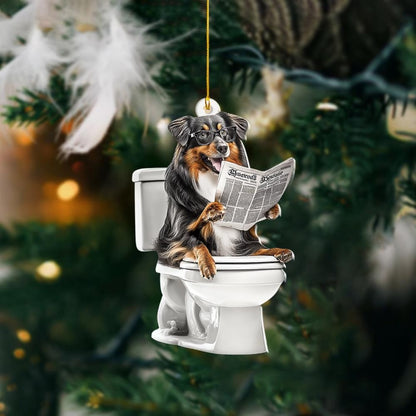 Shetland Sheepdog - Dog Sitting On Toilet Ornament  OT016