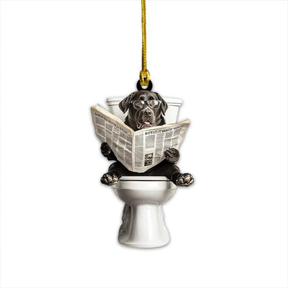 Labrador Retriever - Dog Sitting On Toilet Ornament  OT019